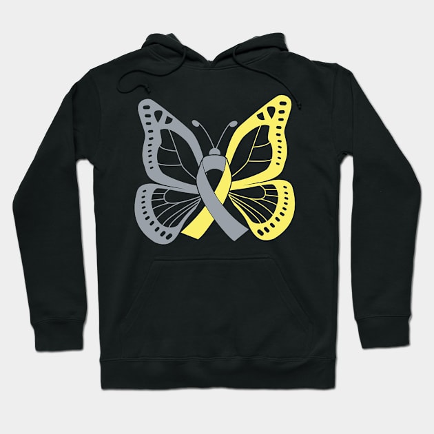 Silver and Gold Butterfly Awareness Ribbon Hoodie by FanaticTee